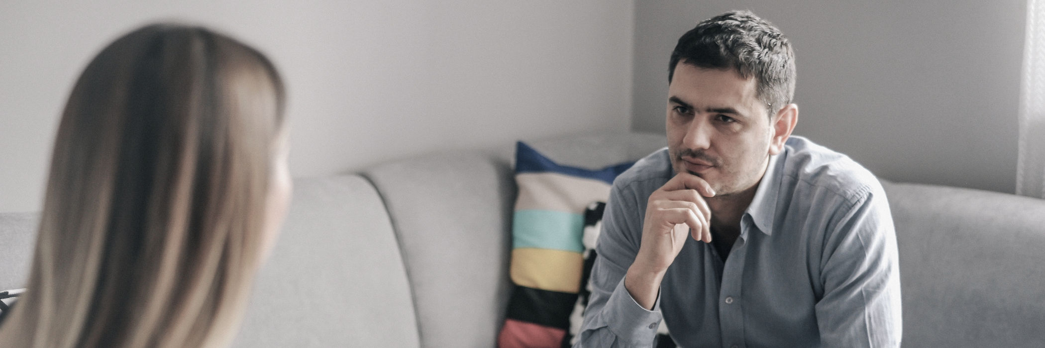 A man in a therapy session for outpatient amphetamine addiction treatment in Peabody, MA.