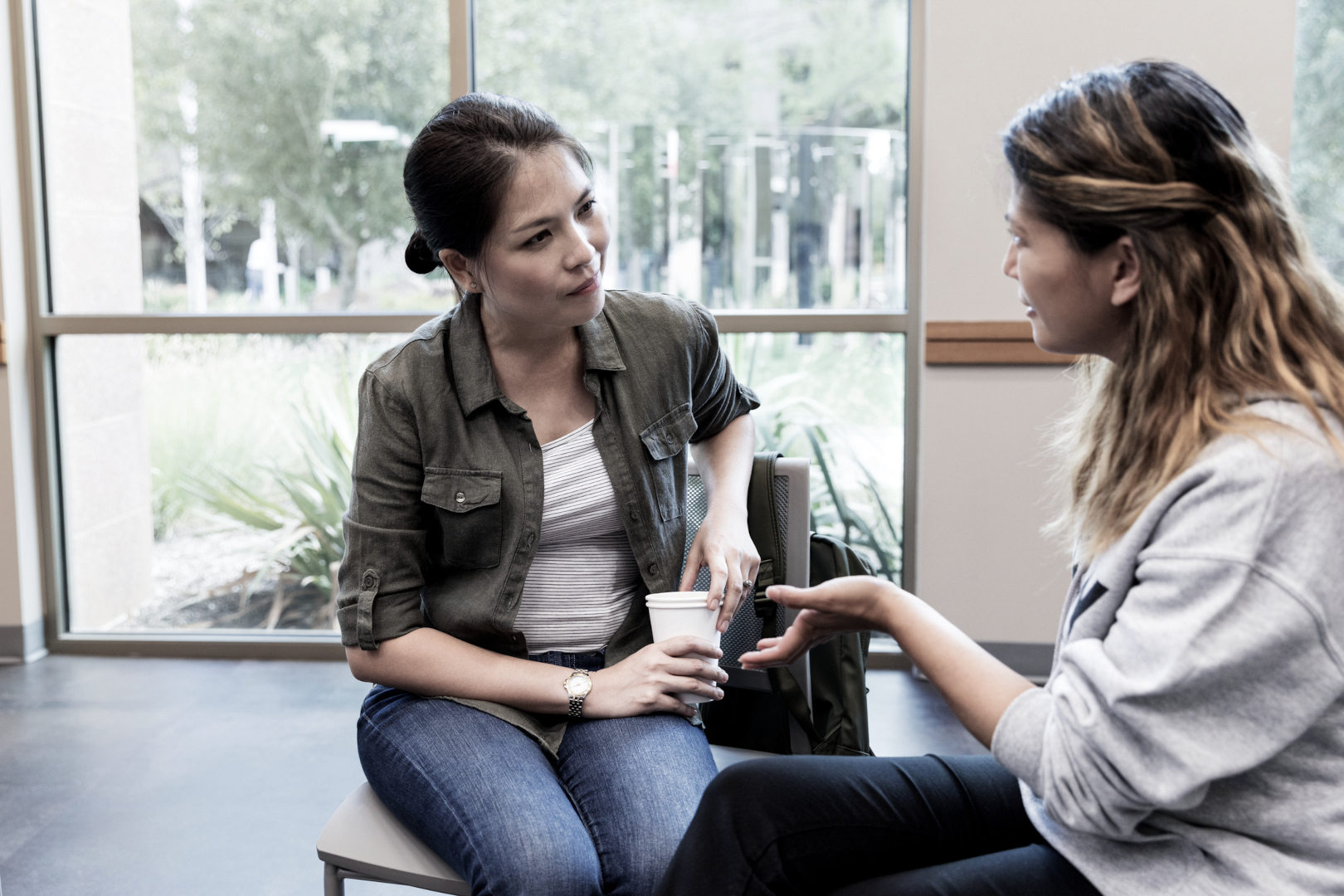 A woman getting outpatient trauma-informed therapy at Boston Addiction Treatment, a rehab center in Peabody, MA.